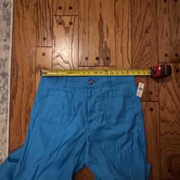 NWT Anthropologie Maeve The Colette Cropped Wide Leg Pants Linen Sky Blue 32 - Picture 10 of 11